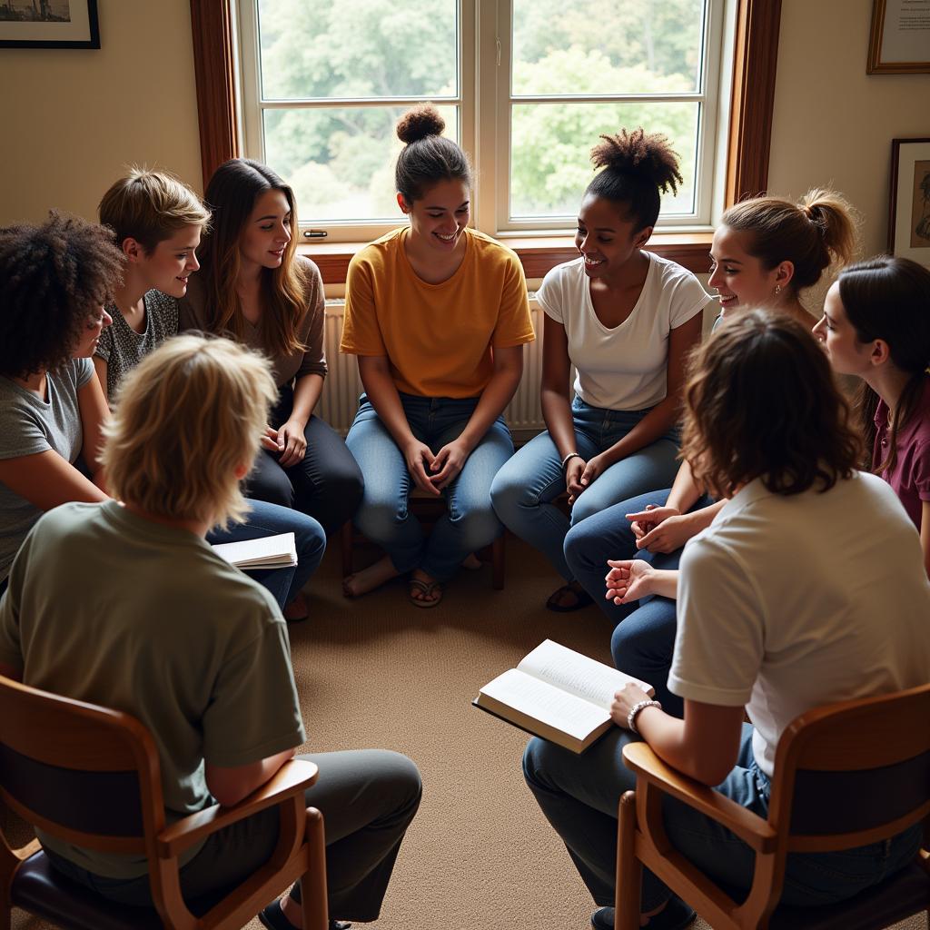 Engaged Group Discussion Analyzing a Poem's Meaning