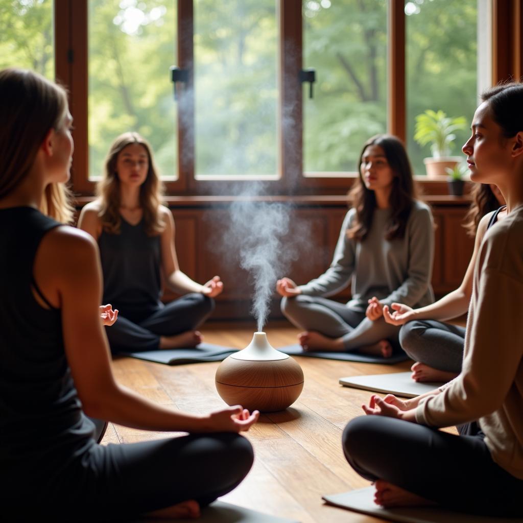 Group meditation session with CBD