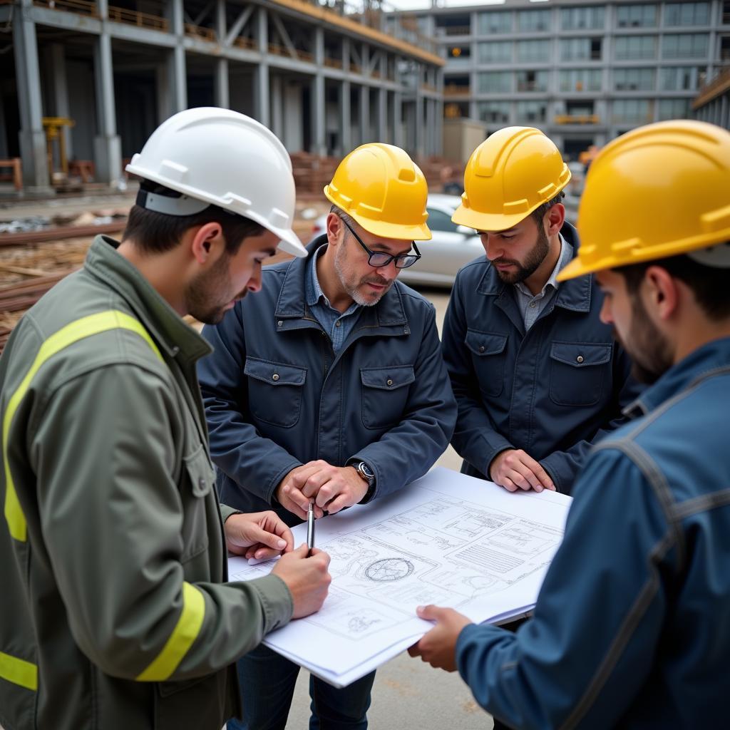 Safety engineers collaborating on a project