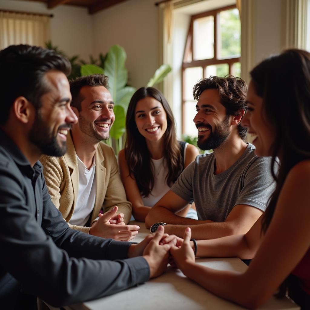 People from Diverse Backgrounds Talking and Smiling