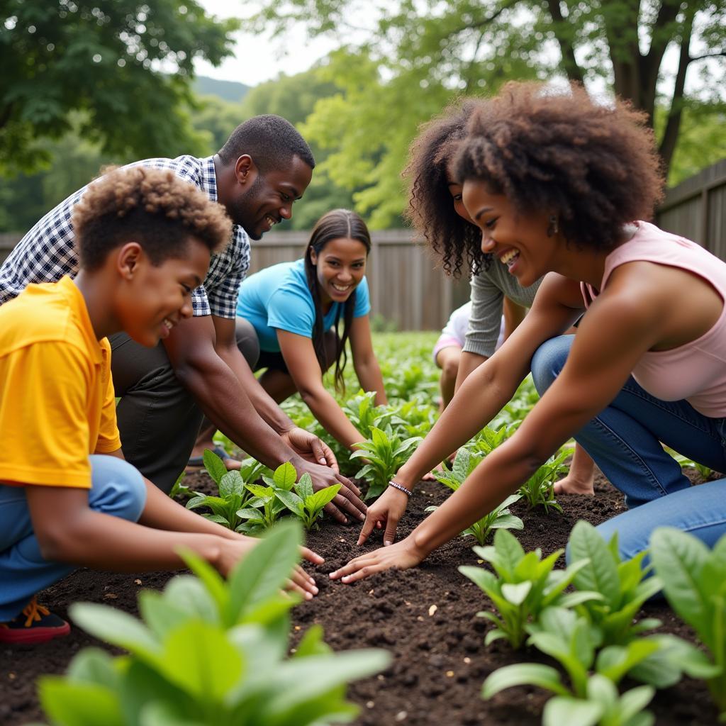 Group of People Volunteering in a Community Garden