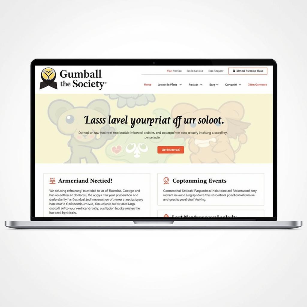 A screenshot of the "Gumball the Society" website with information on how to get involved.