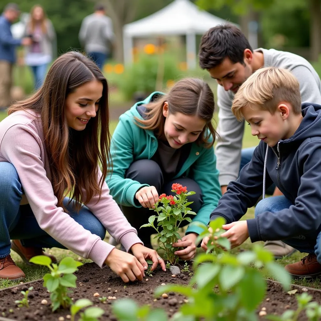 Volunteers working in a community garden in Hackney