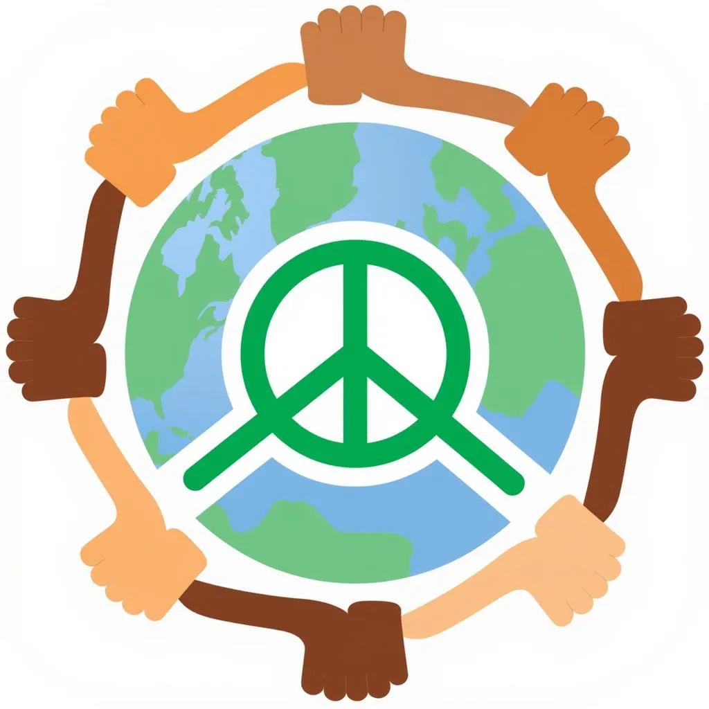 Hands Holding Peace Sign Around Globe