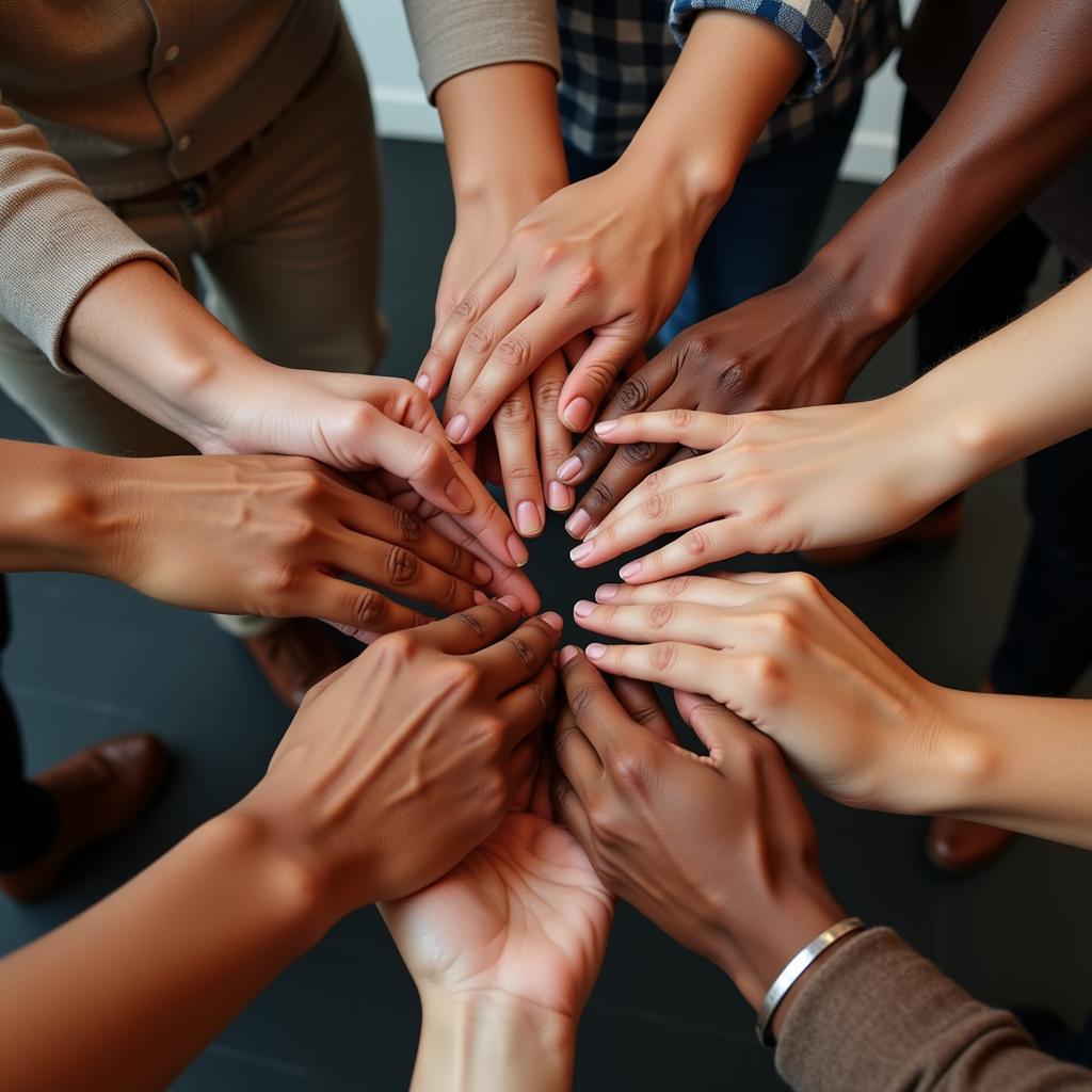 Diverse Hands Joined Together in Unity