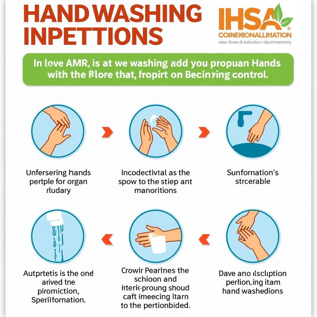 Illustrative poster demonstrating proper handwashing steps