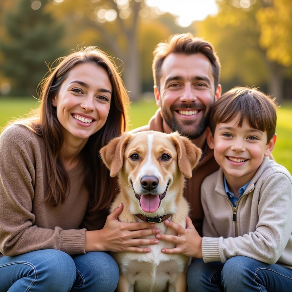 Happy Family with Adopted Dog