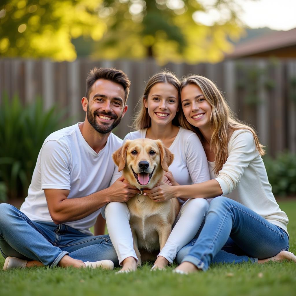 Happy Family with Adopted Dog