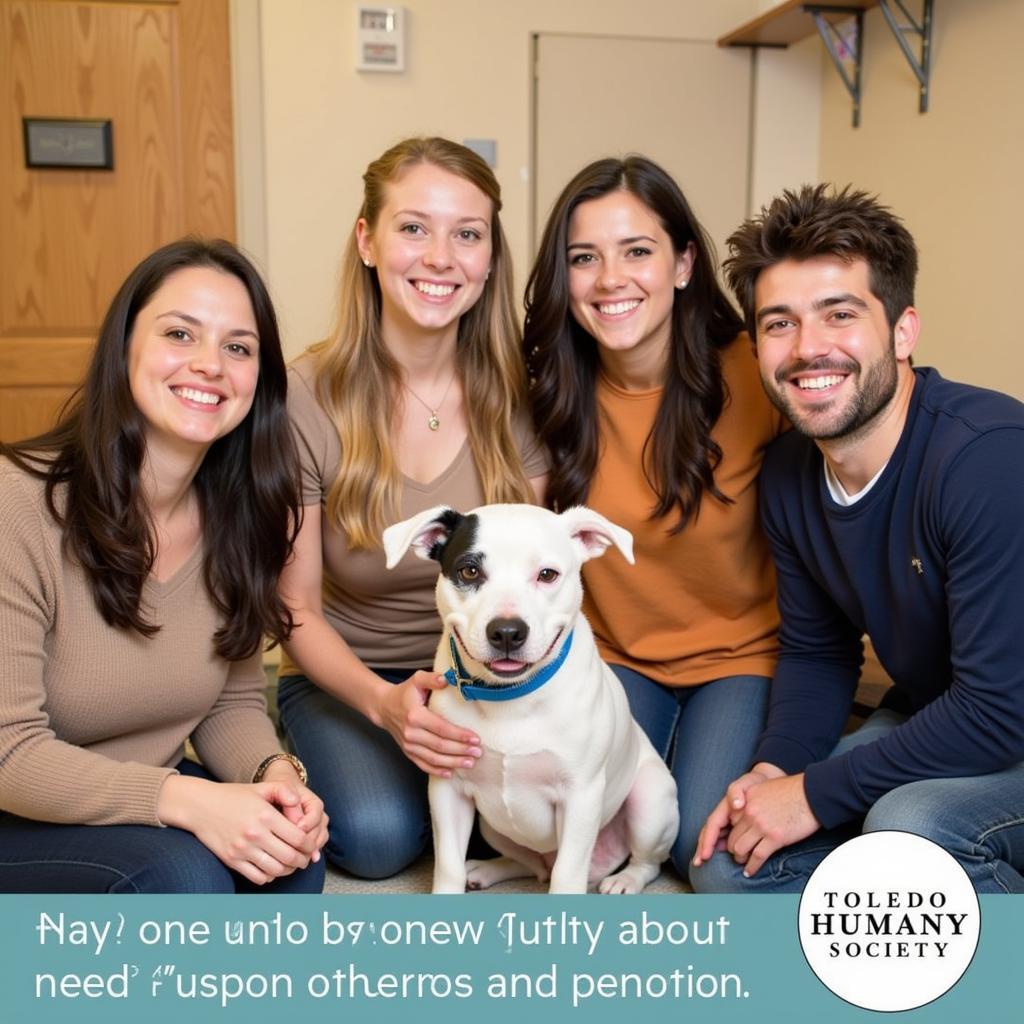 Happy family with their newly adopted dog