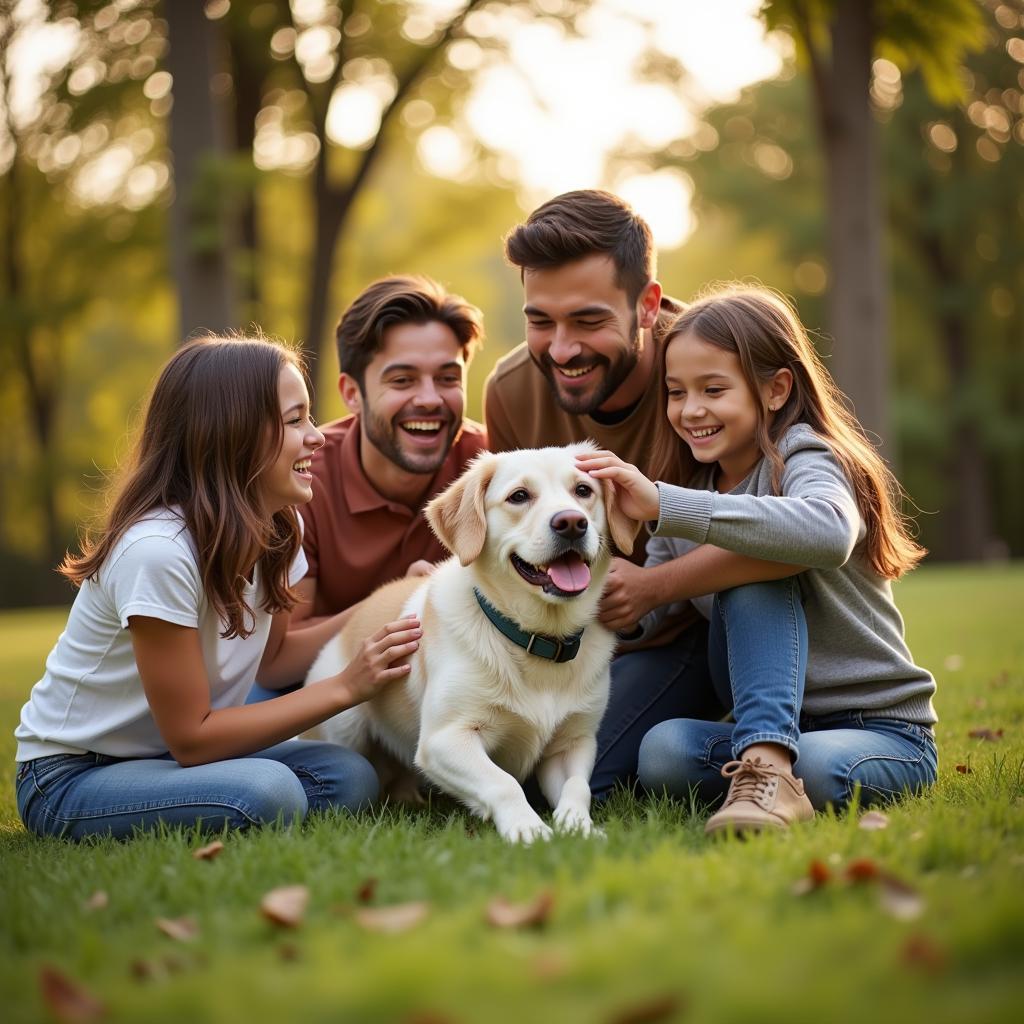 Happy Family with Adopted Dog