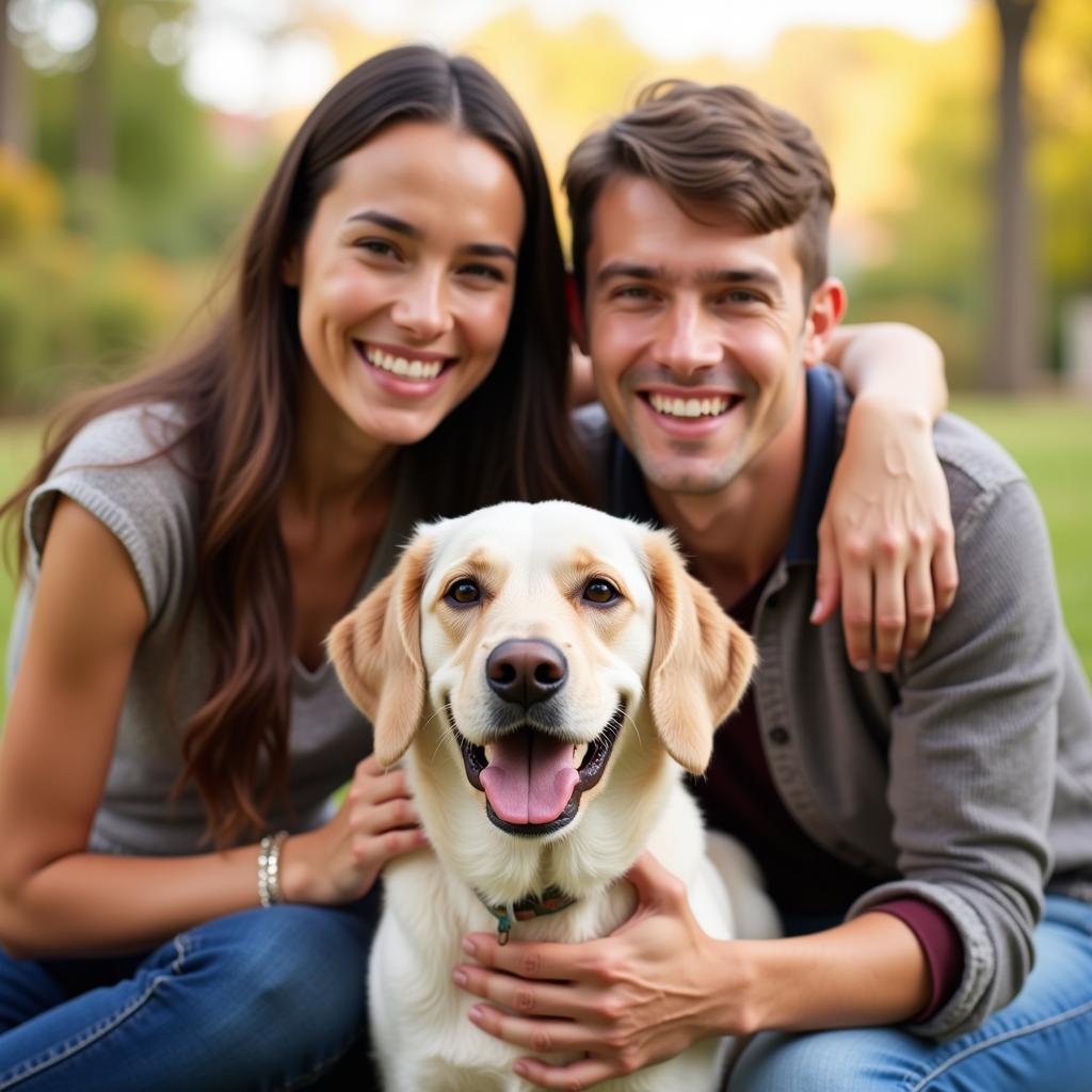 Happy Family with Adopted Dog