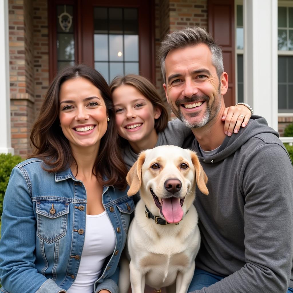 Happy Family with Newly Adopted Dog