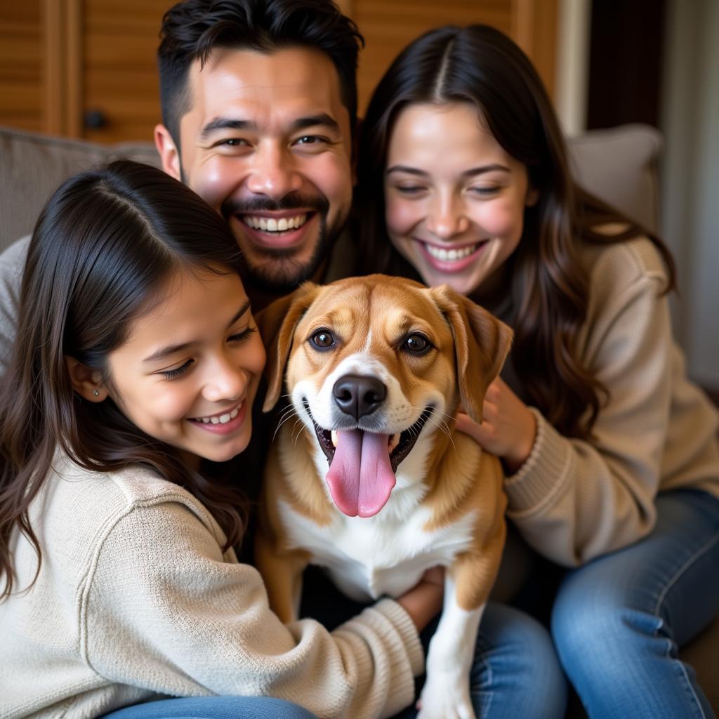 Happy Family with Adopted Dog from Central Oregon Humane Society 