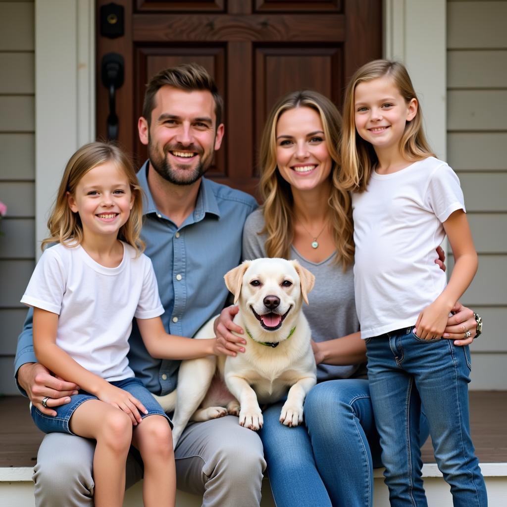 A Family with their Newly Adopted Dog