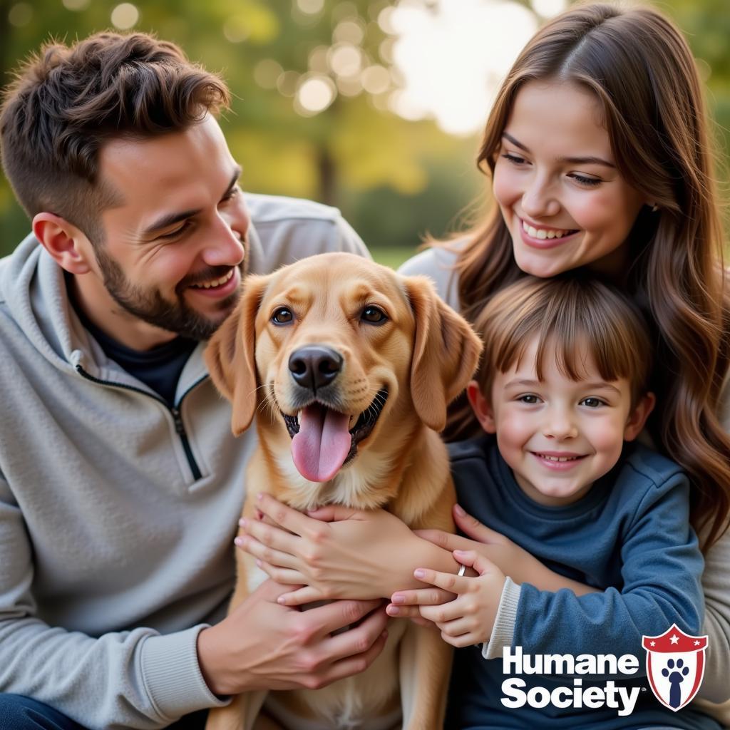 Happy Family with their Adopted Dog from the Humane Society