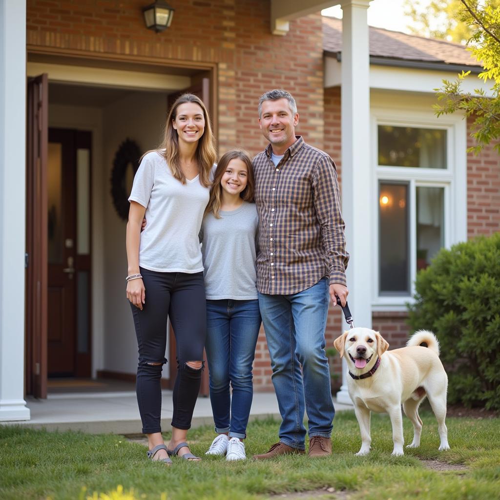 A happy family with their newly adopted dog from the Humane Society of Louisville.