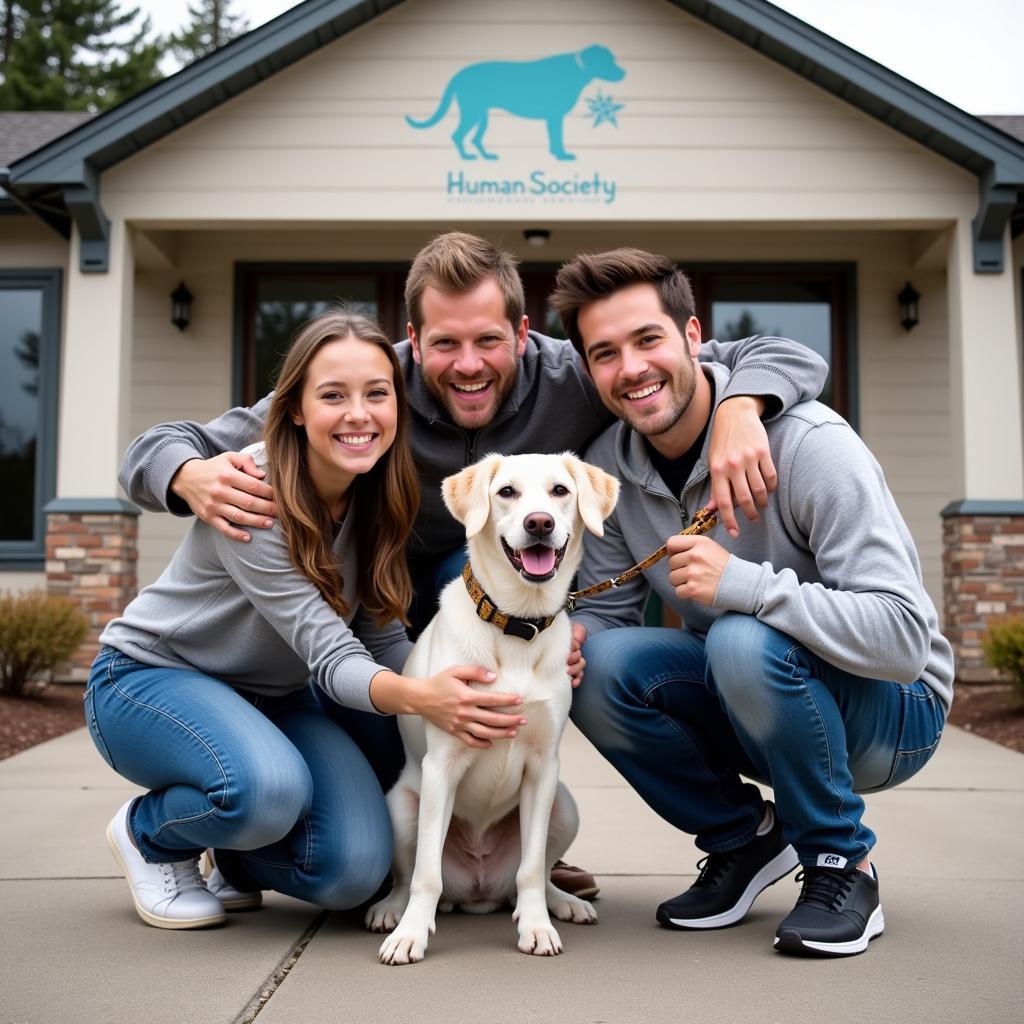 Happy Family with their Adopted Dog from Humane Society Prineville