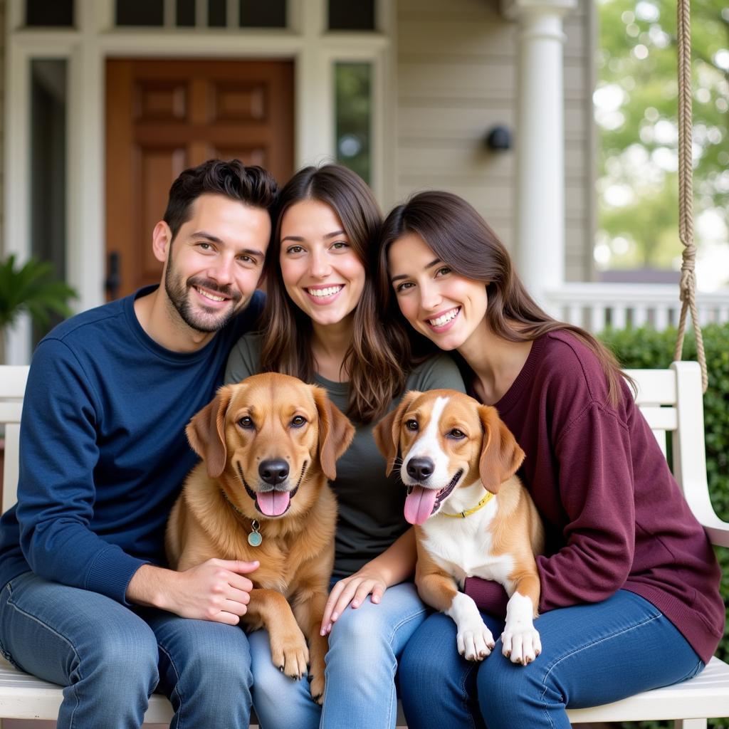 Happy Family with Adopted Dog from Sunny Slope