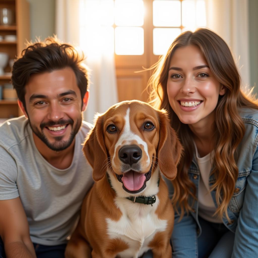 Happy Family Adopting a Dog