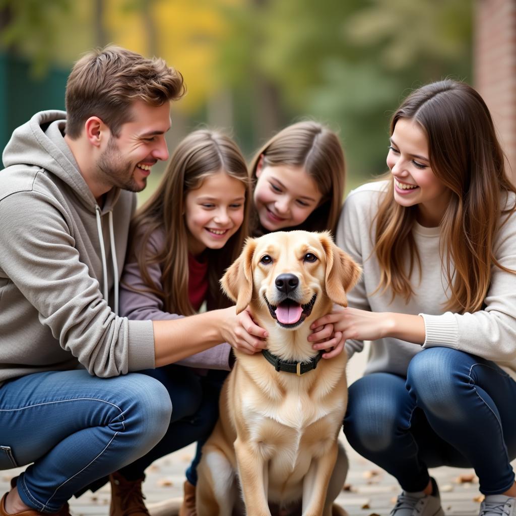 Family smiling while adopting a dog at the Pike County Humane Society