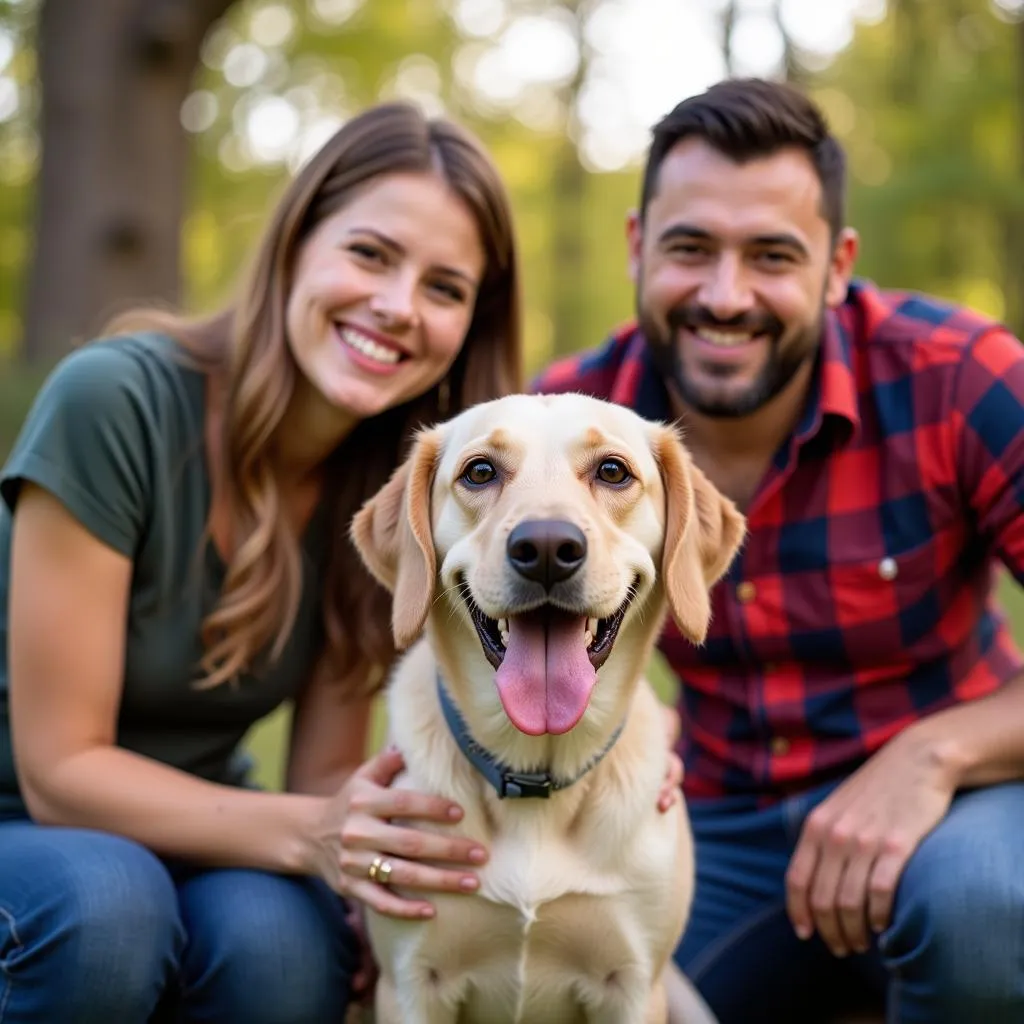 A family adopts a dog