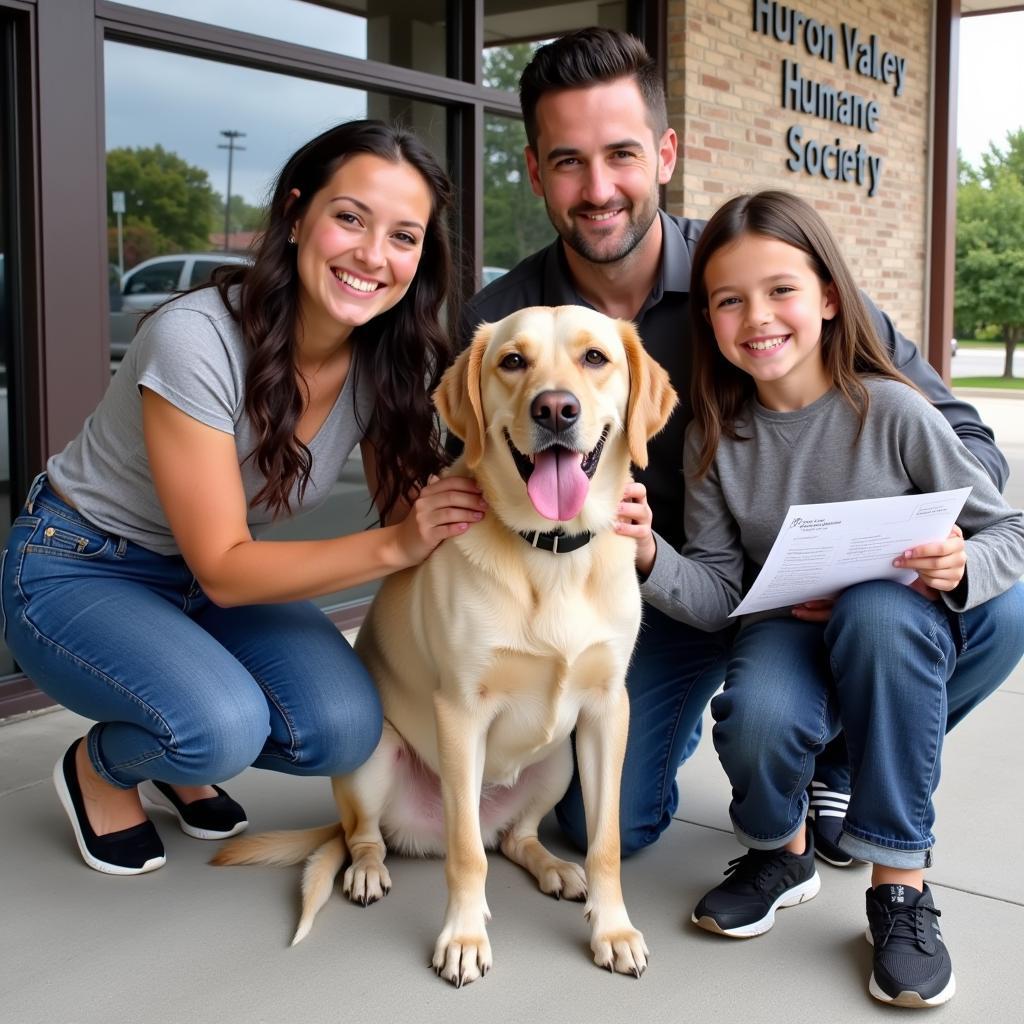 Happy Family Adopts Dog at Huron Valley