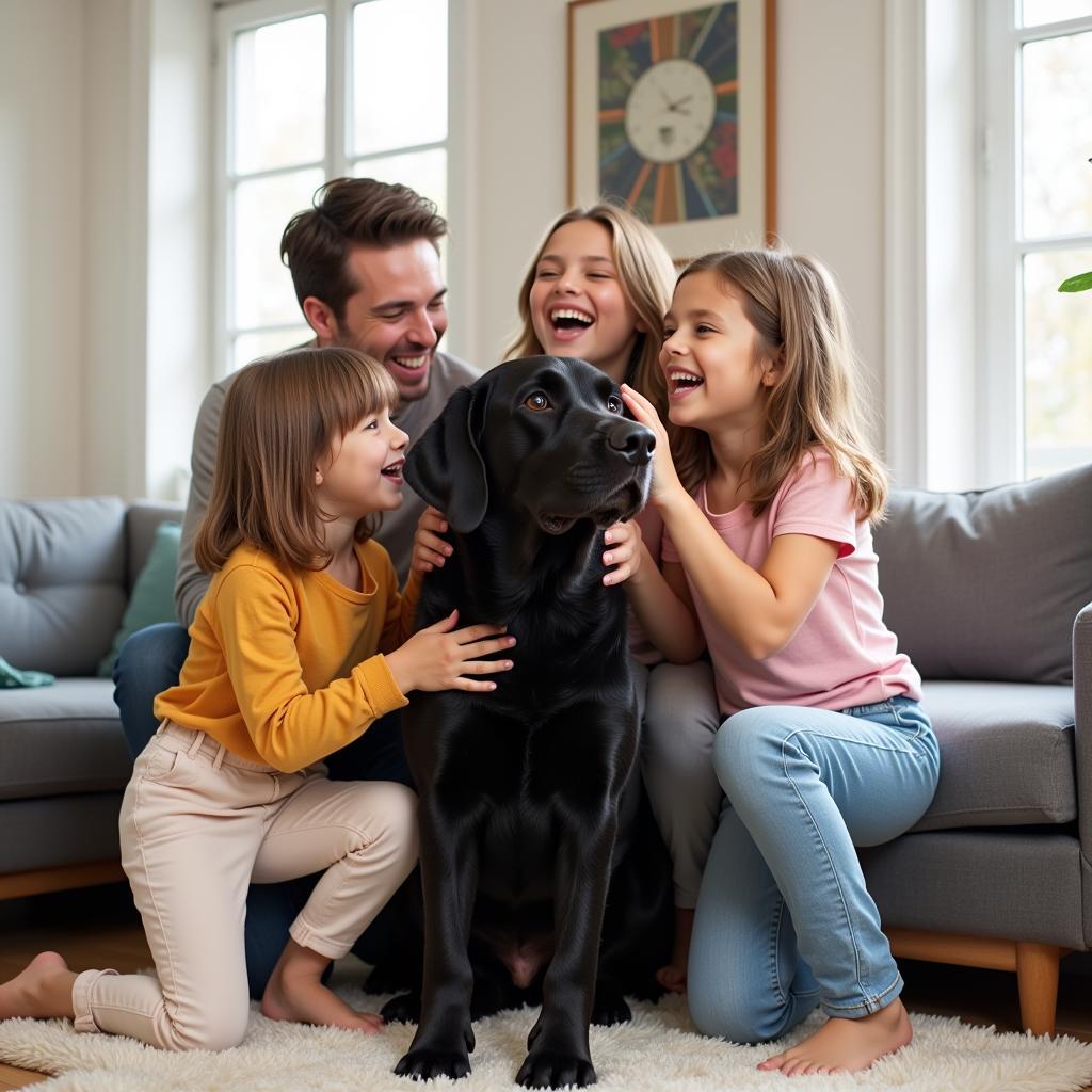 Family welcomes their newly adopted dog home