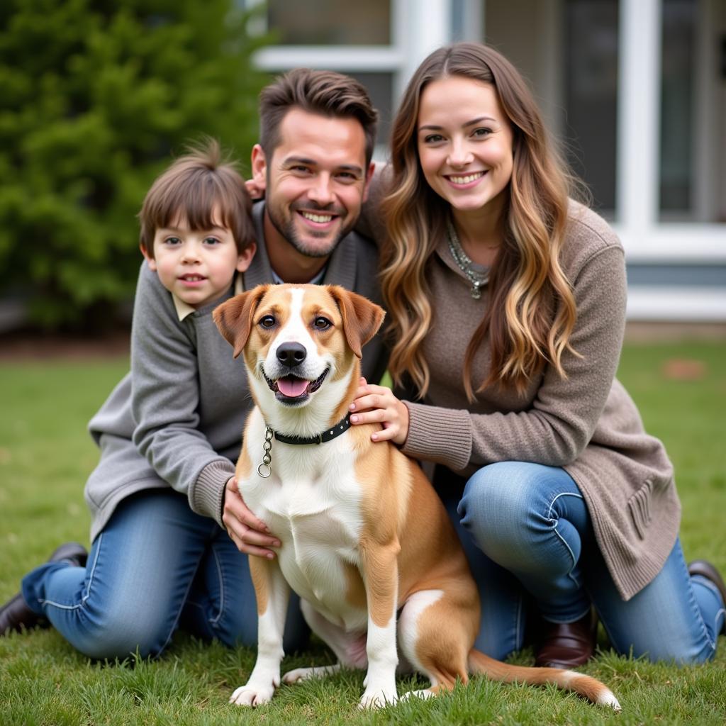 Happy Family with Adopted Dog