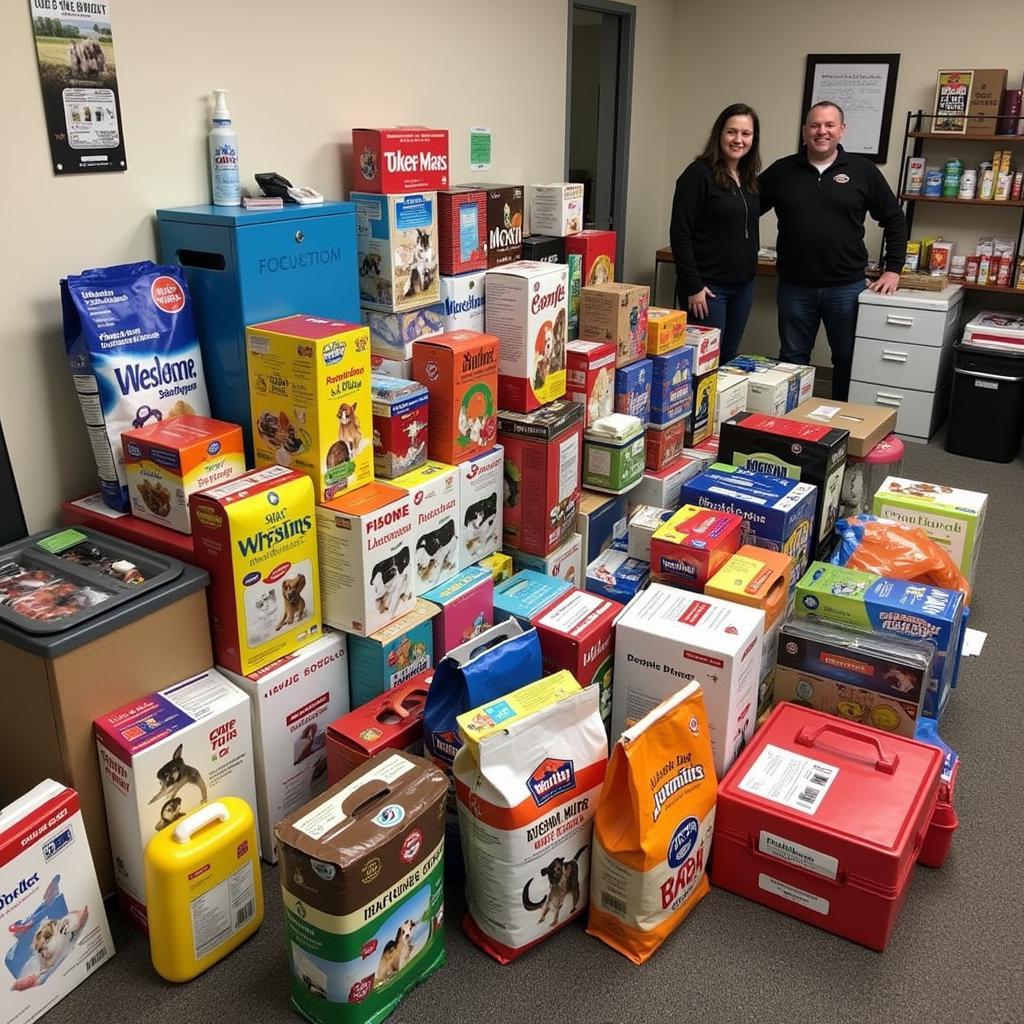 Donations of pet food and supplies at the Hardin County Humane Society in Elizabethtown, KY