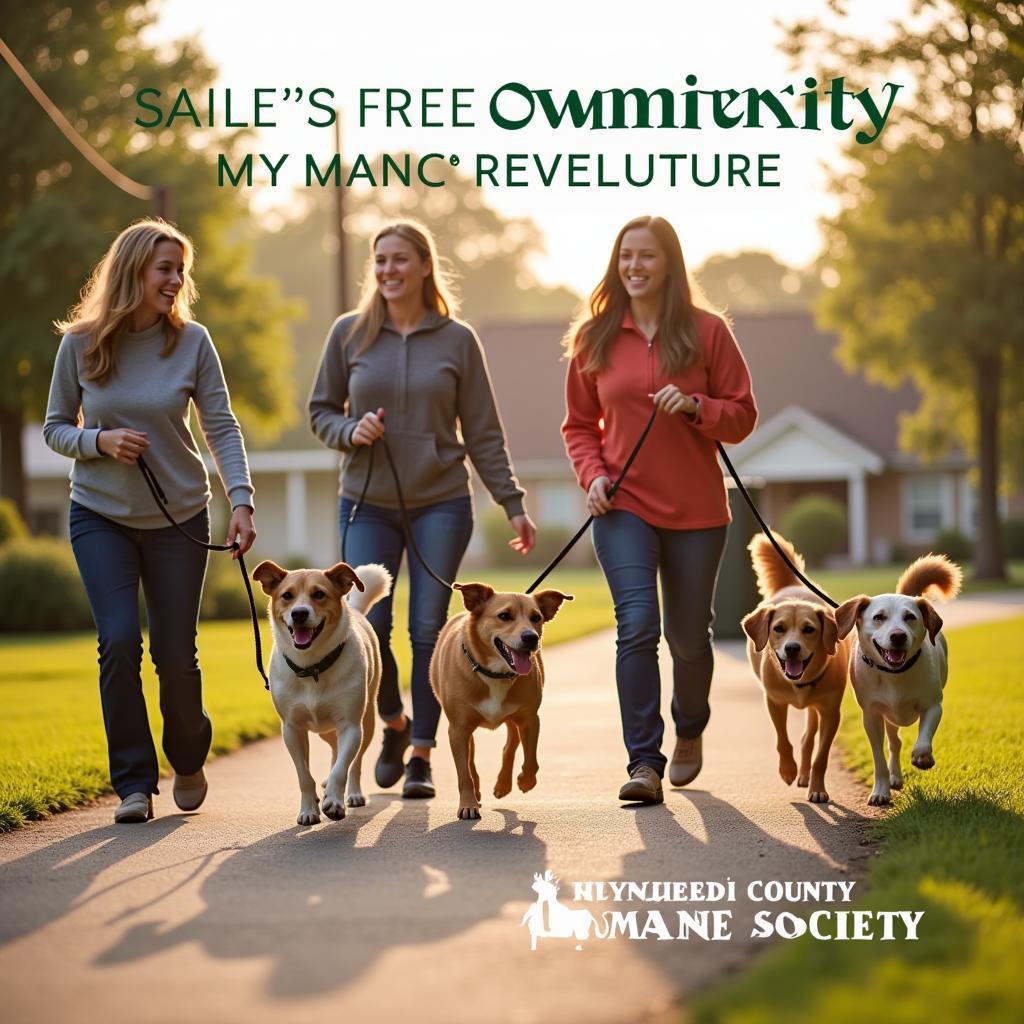 Volunteers walking dogs at the Harrison County Humane Society