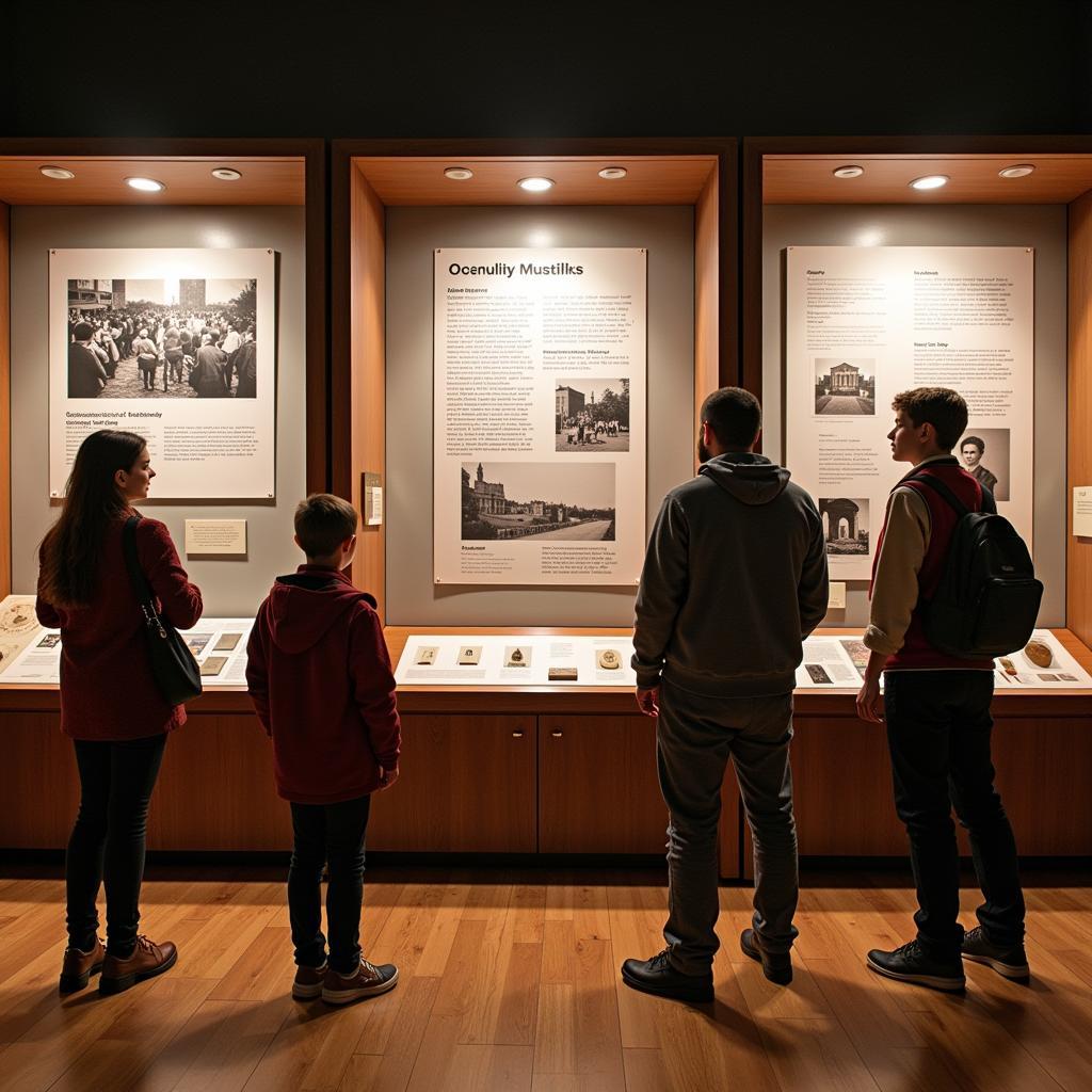 Visitors exploring an exhibit at the Hastings Historical Society