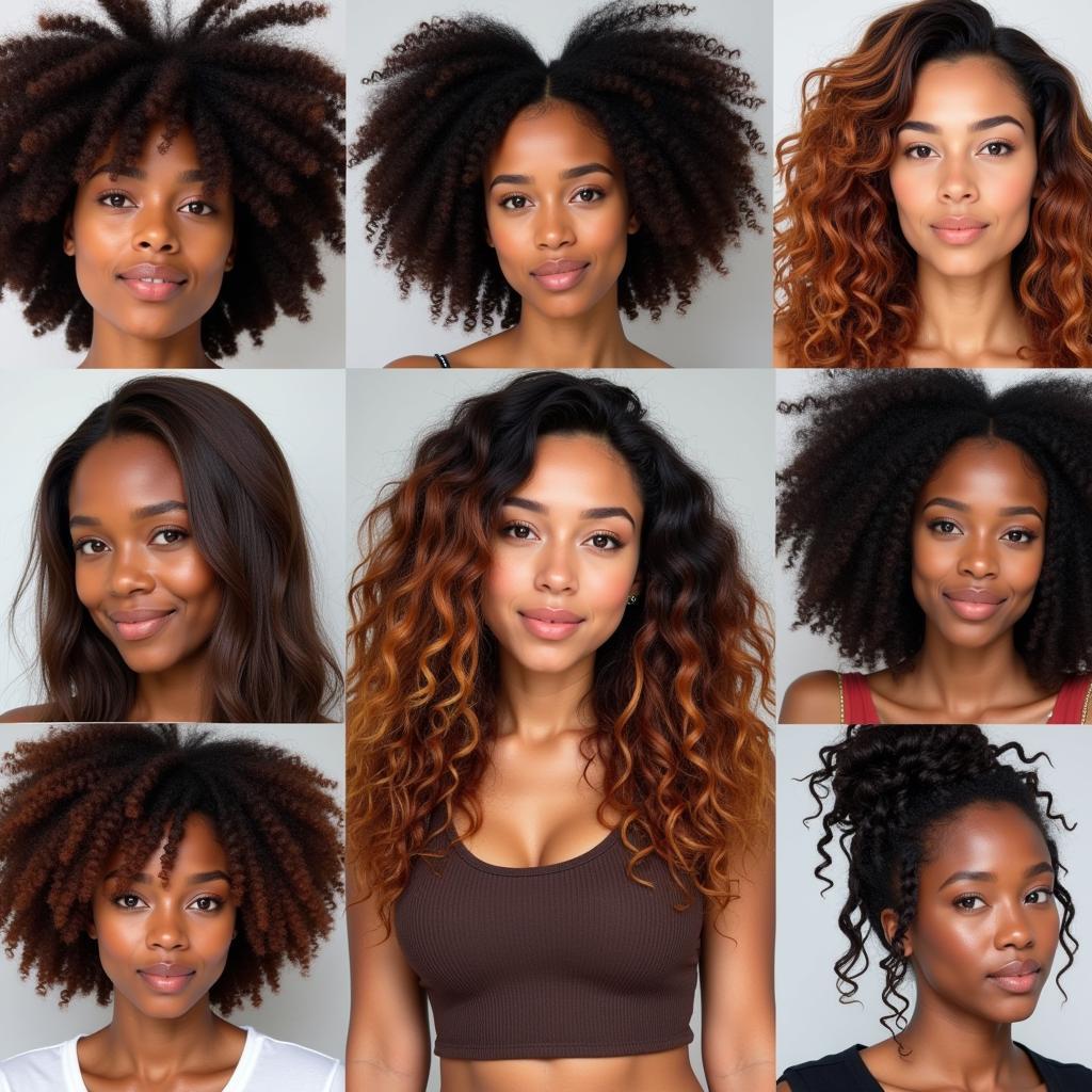 Smiling faces of diverse individuals with various hair types