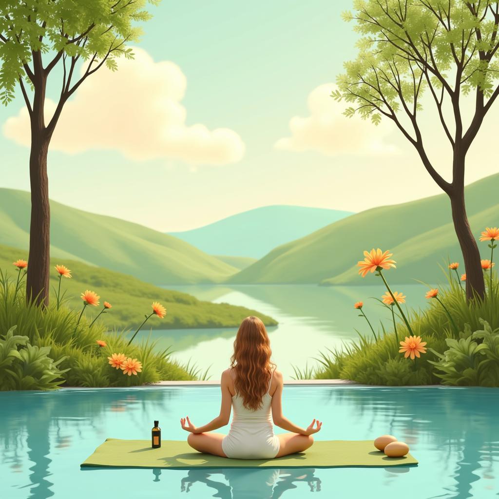  A woman practicing yoga outdoors, surrounded by nature