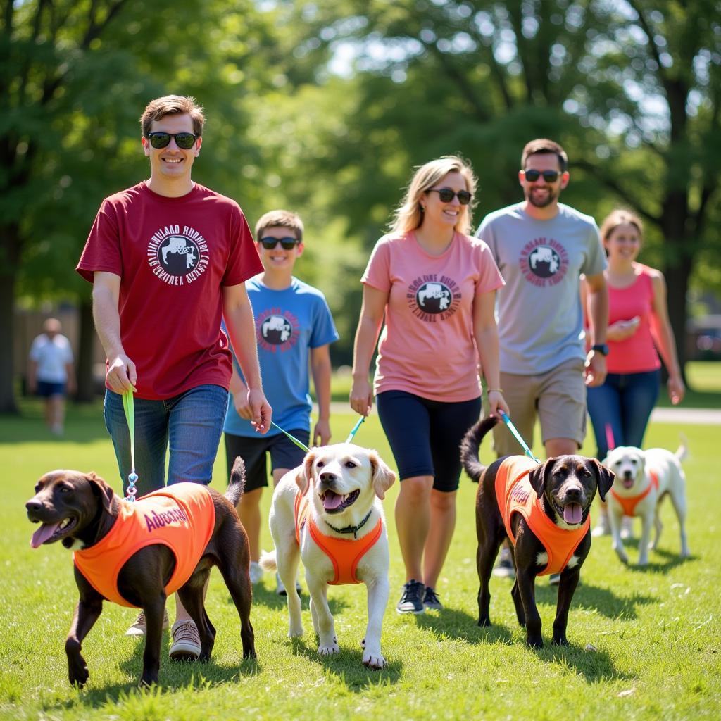 Volunteers Walking Dogs at the Park