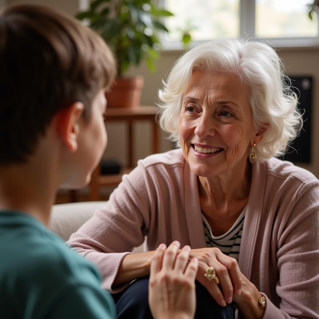 Children and seniors interacting during an intergenerational program at the Hebrew Educational Society.