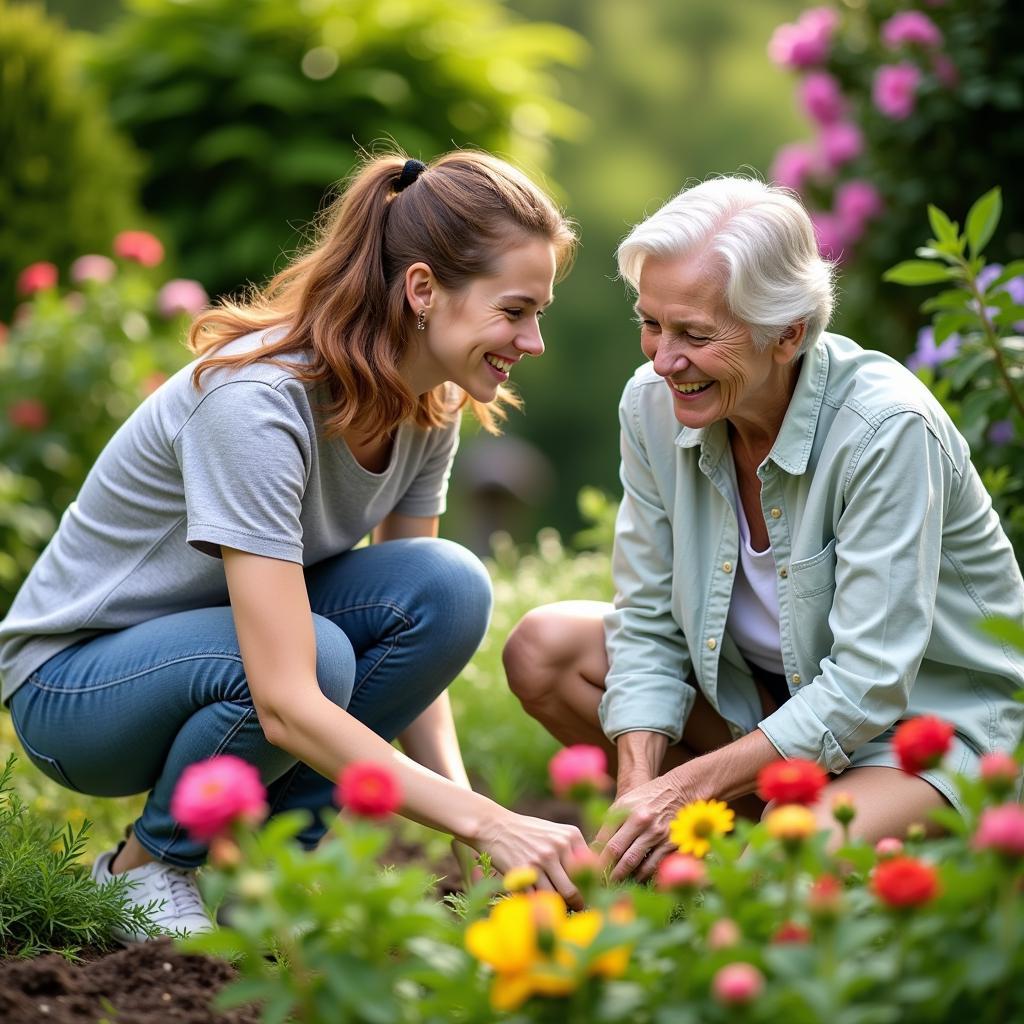 Helping Elderly Neighbor with Gardening