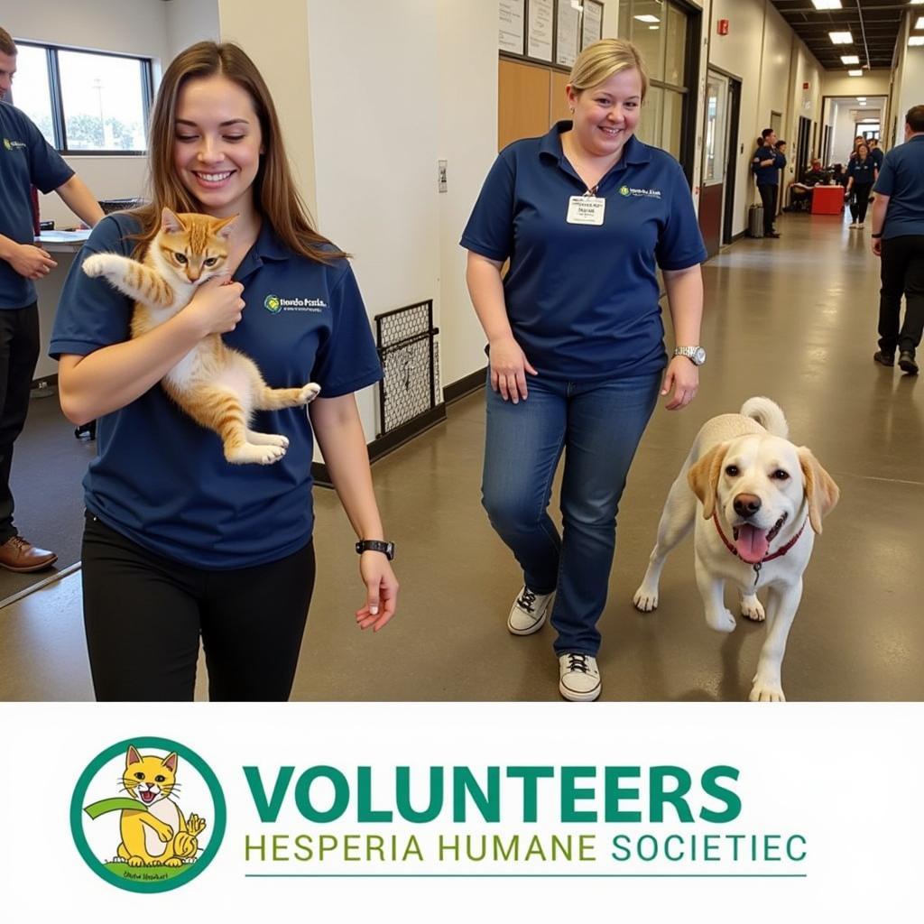 Volunteers at Hesperia Humane Society caring for animals