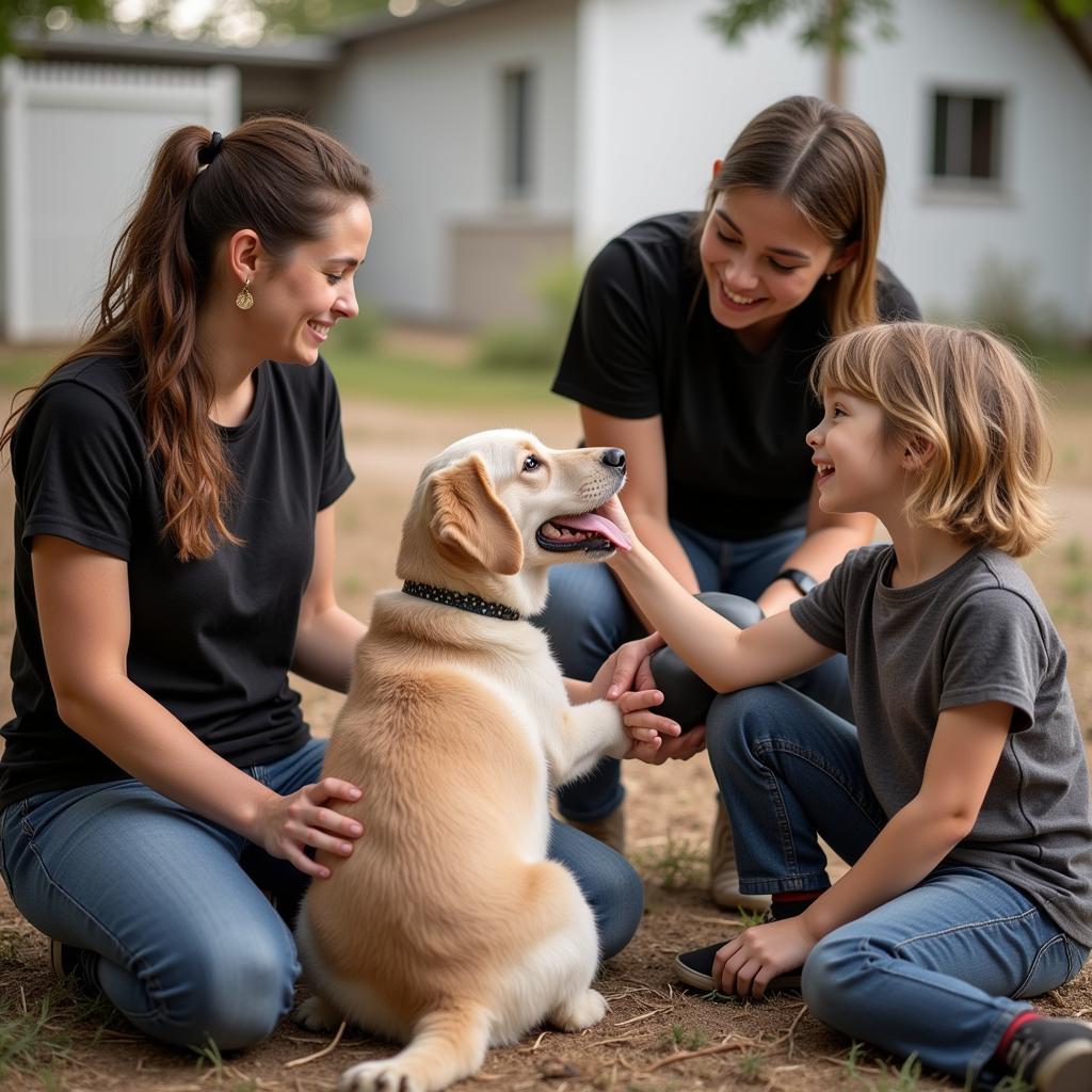 Volunteers interacting with animals