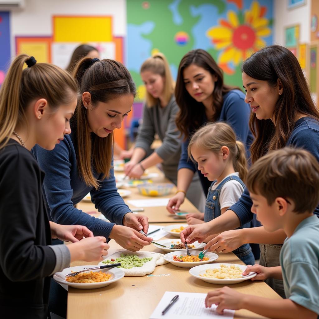 A group of people volunteering at a local community center