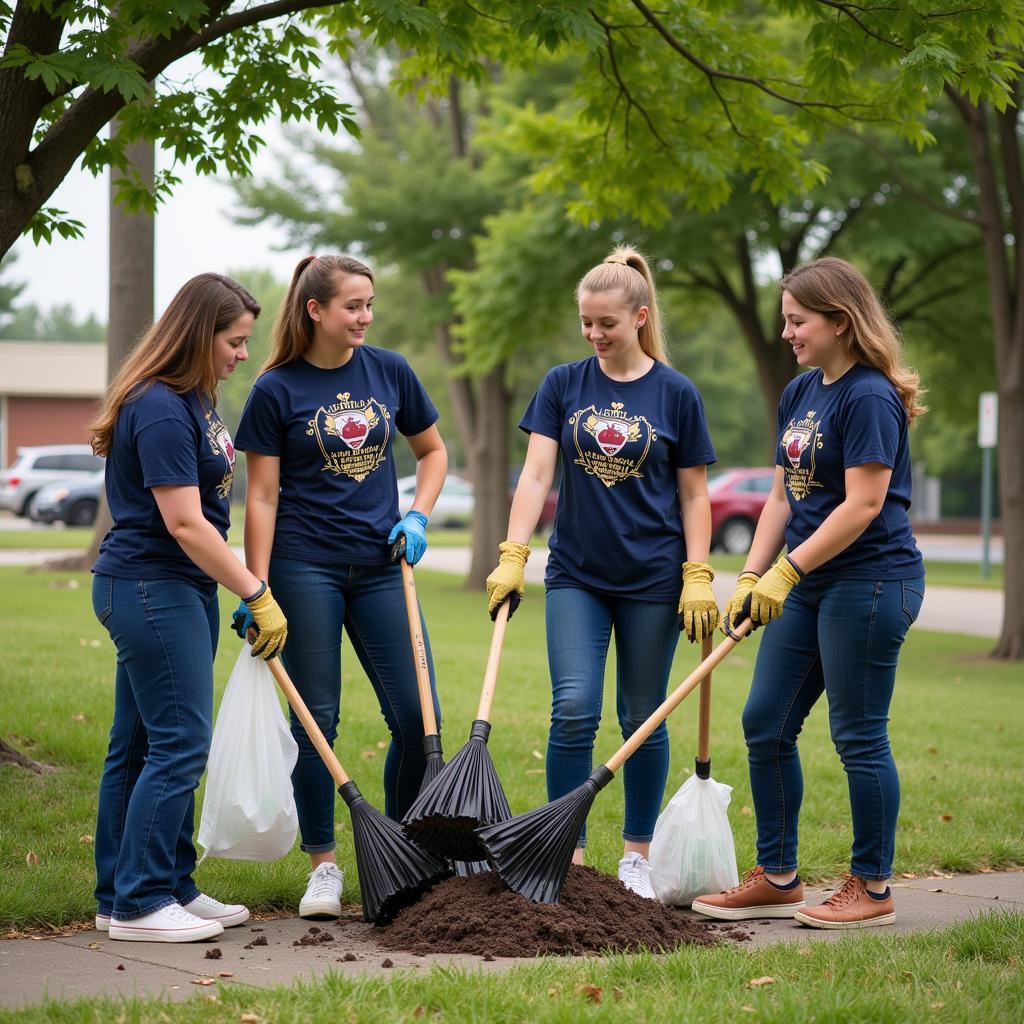 High school students volunteering in their community.