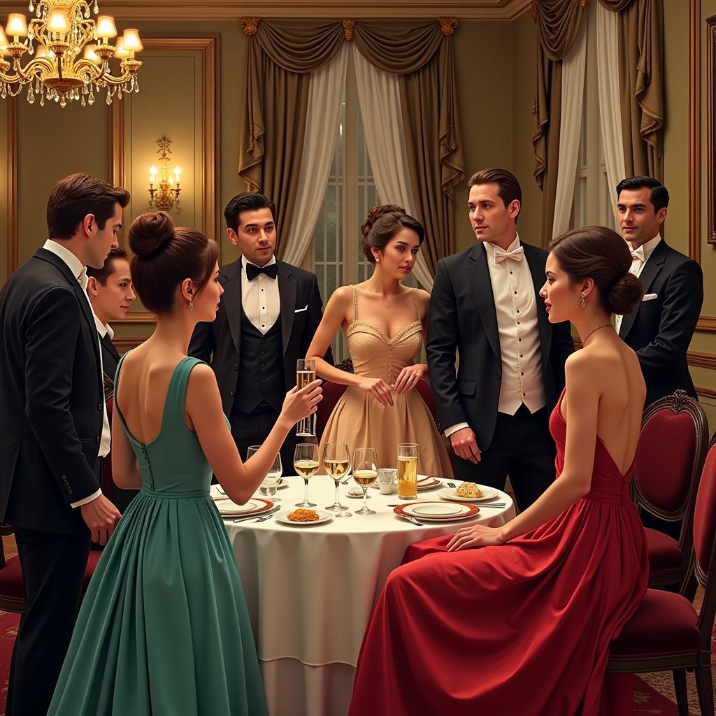 Characters in a High Society Setting