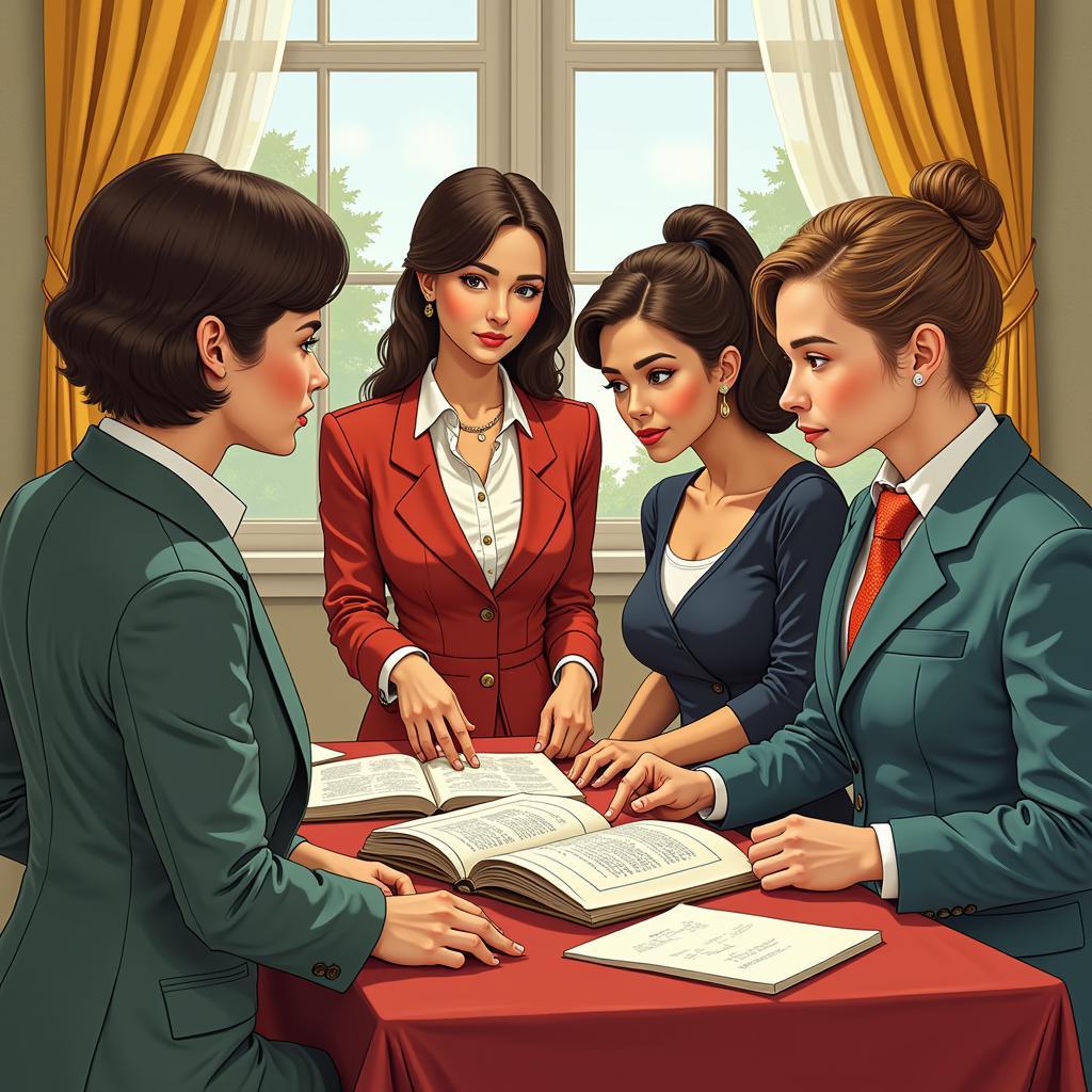 Characters in a High Society Book Working for Social Change