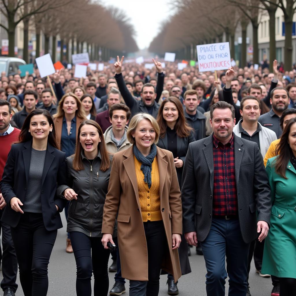 United for Change: High Society Members Participating in a Peace March