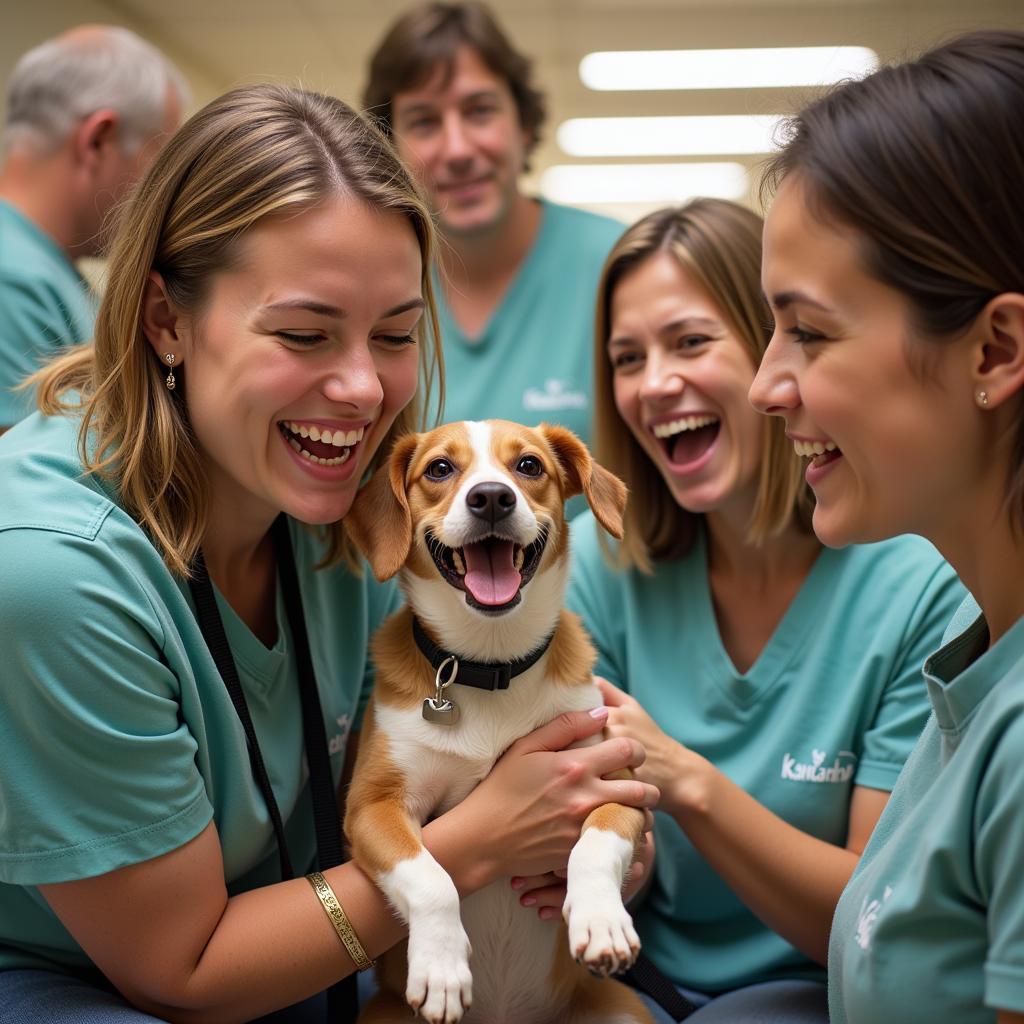 Volunteers interacting with animals at the Highlands County Humane Society