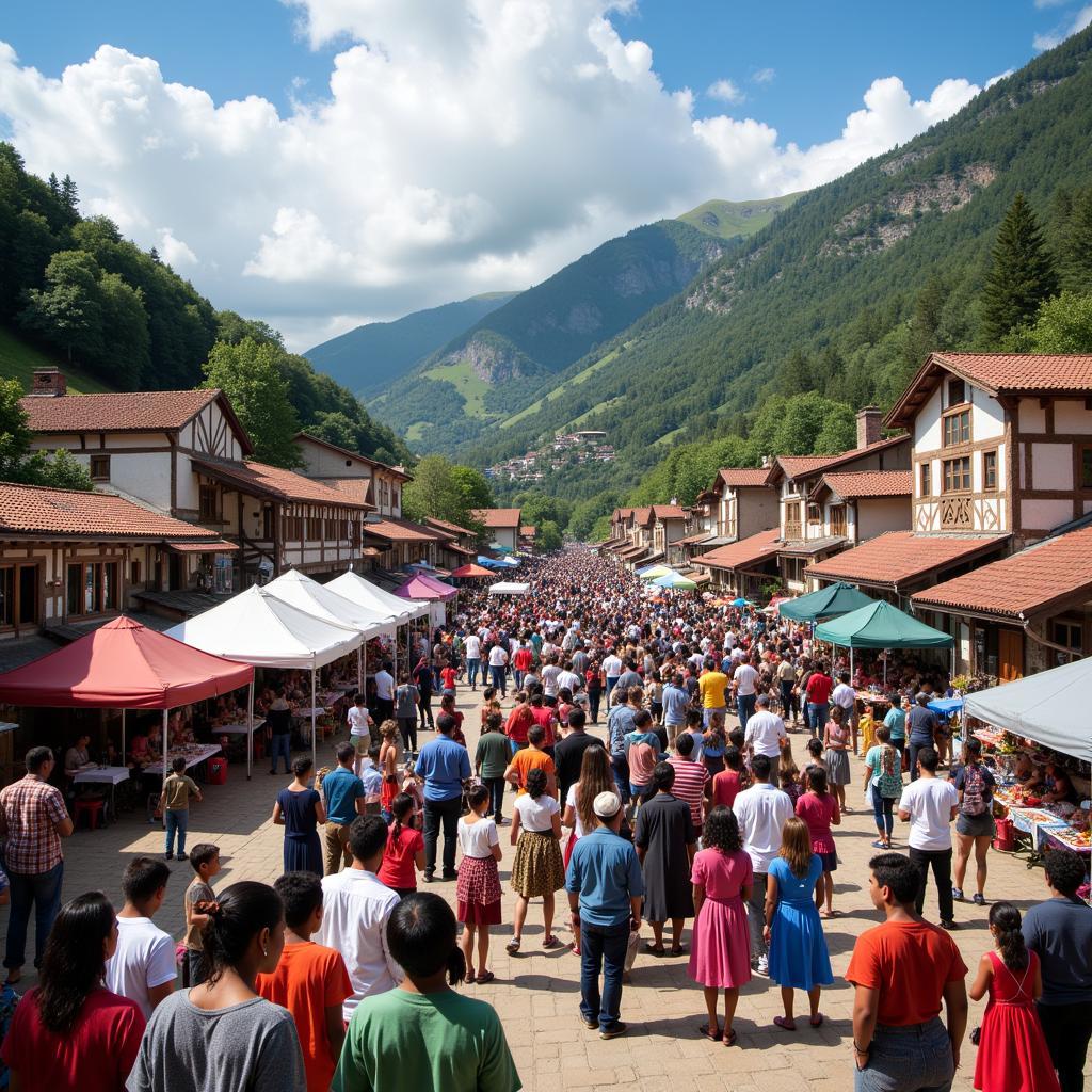 Members of a hillside community gathered for a local event