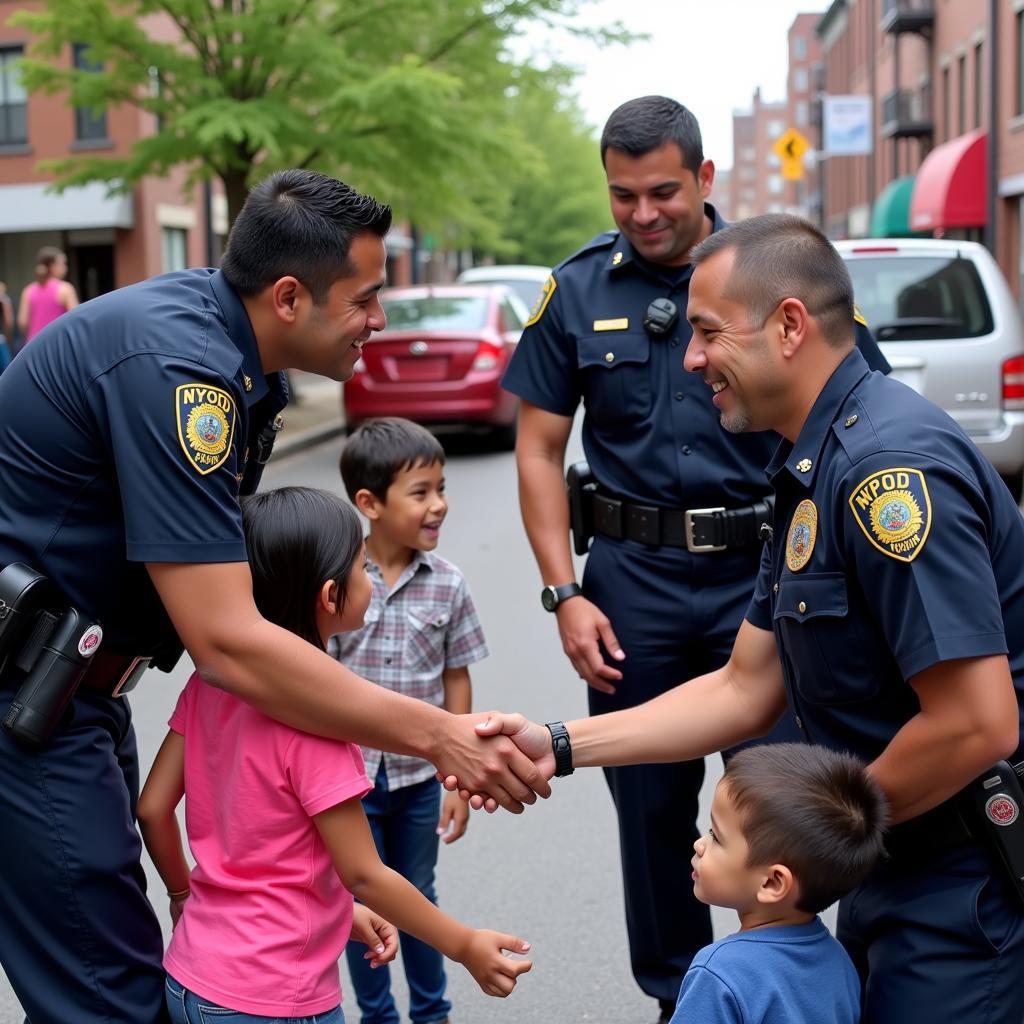 Hispanic NYPD officers at a community event