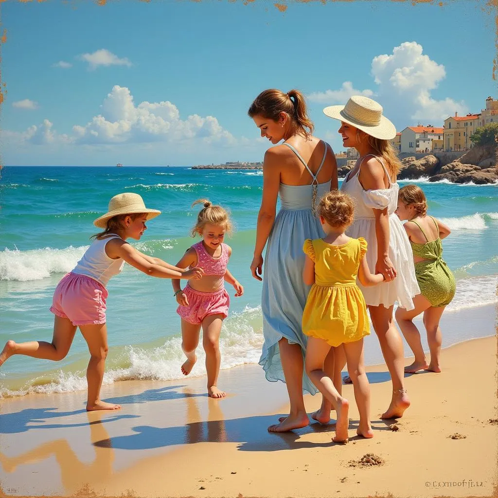 Hispanic Society Sorolla: Women and Children on the Beach