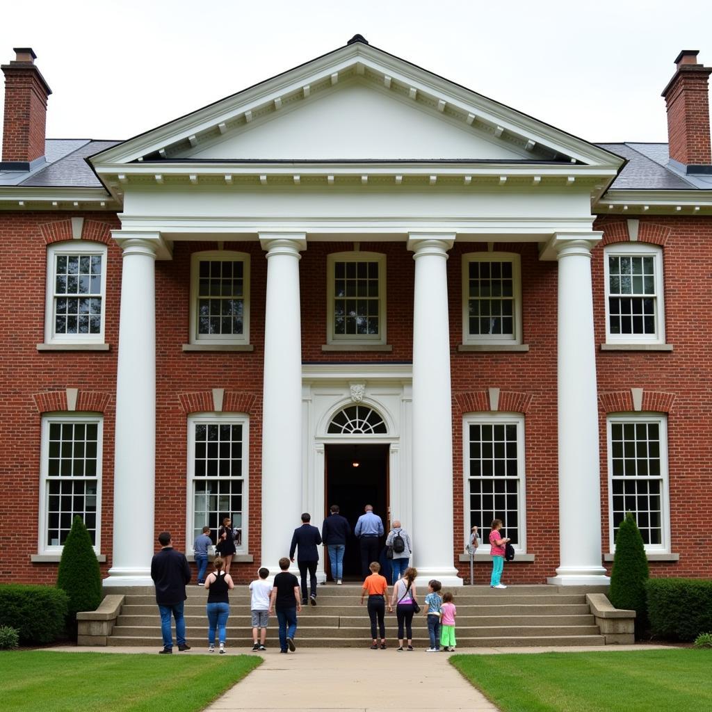 The grand facade of the Historical Society building in Columbus, Ohio