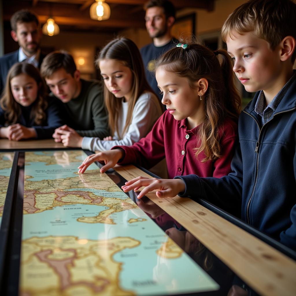 Visitors engaging with an interactive exhibit at the Historical Society in Columbus, Ohio