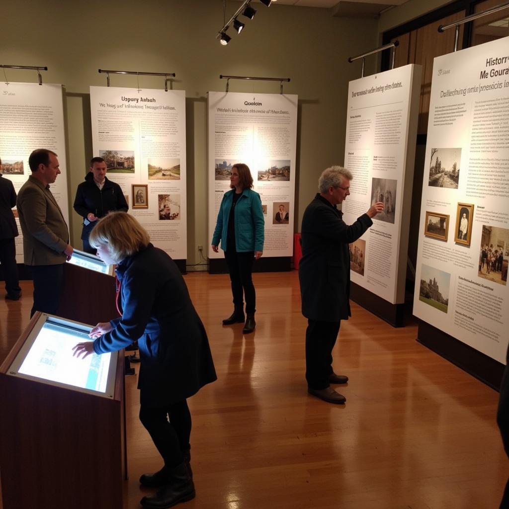 Visitors exploring an exhibit at the Historical Society of Rockland